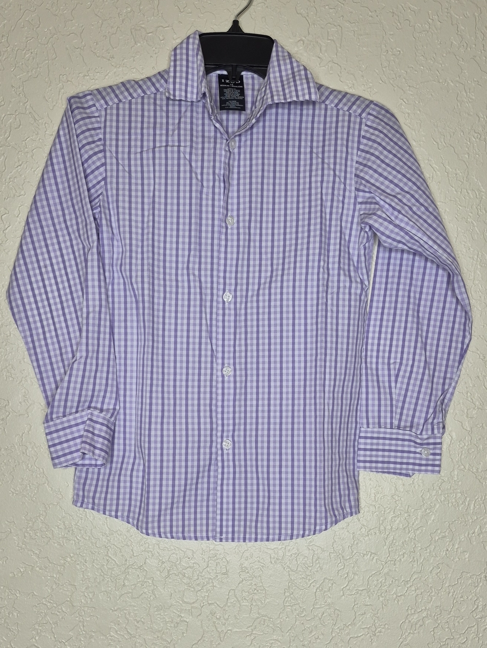 Izod Gingham Print Button Front Shirt Size 10 (Boy)